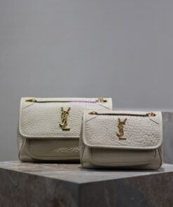 Replica Saint Laurent YSL Niki Bags in Grained Lambskin, Bronze-Toned Hardware 633179 white