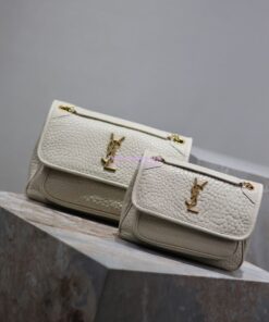 Replica Saint Laurent YSL Niki Bags in Grained Lambskin, Bronze-Toned Hardware 633179 white 2