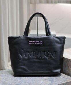 Replica Saint Laurent YSL Embossed Padded Leather Tote Bag Black