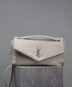 Replica Saint Laurent YSL Large Calypso In Grained Lambskin 777399 white