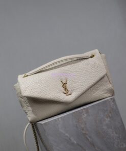 Replica Saint Laurent YSL Large Calypso In Grained Lambskin 777399 white 2