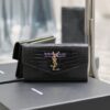 Replica Saint Laurent YSL Uptown Large Wallet in Crocodile-Embossed Shiny Leather white 27