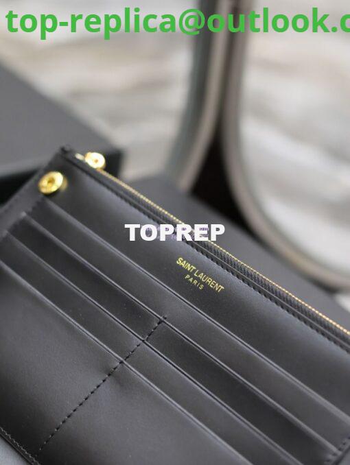 Replica Saint Laurent YSL Uptown Large Wallet in Crocodile-Embossed Shiny Leather black 582124 12
