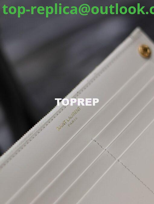 Replica Saint Laurent YSL Uptown Large Wallet in Crocodile-Embossed Shiny Leather white 11