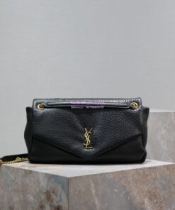 Replica Saint Laurent YSL Large Calypso In Grained Lambskin 777399 black