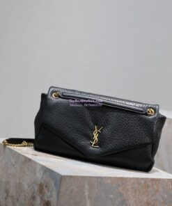 Replica Saint Laurent YSL Large Calypso In Grained Lambskin 777399 black 2