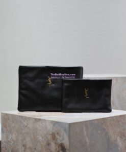 Replica Saint Laurent YSL Calypso Pouch In Lambskin S/L 765025 778943 Black 2