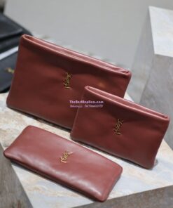 Replica Saint Laurent YSL Calypso Pouch In Lambskin S/L 765025 778943 Rouge Merlot 2