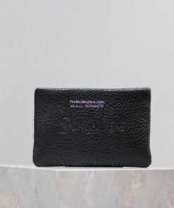 Replica Saint Laurent YSL Logo-Debossed Textured-Leather Pouch In Lambskin S/L 779526 779512 Black 2