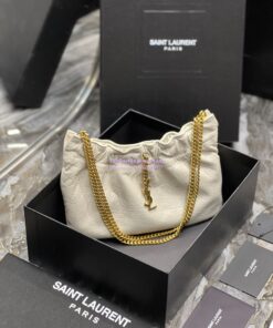 Replica YSL Saint Laurent Pac Pac Ruched Hobo bag 681632 Creme 2