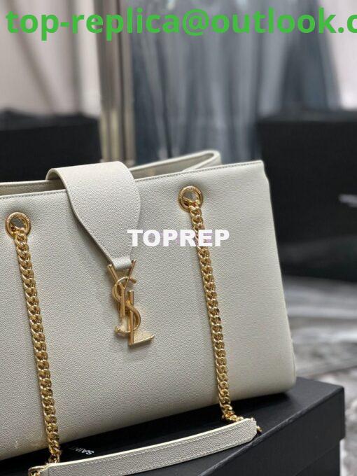 Replica YSL Saint Laurent Cassandre Shopper Bag in Grained Calfskin 668900 White 9