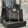 Replica YSL Saint Laurent Cassandre Shopper Bag in Grained Calfskin 668900 White 15