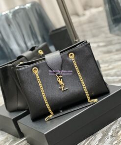 Replica YSL Saint Laurent Cassandre Shopper Bag in Grained Calfskin 668900 Black 2