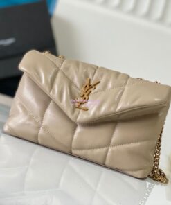 Replica YSL Saint Laurent Mini Loulou Puffer Toy Bag In Quilted Lambskin Dark Beige