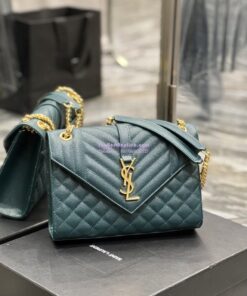 Replica YSL Saint Laurent Medium Envelope Bag In Mix Matelassé Grain De Poudre Embossed Leather 487206 Turquoise 2