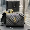 Replica YSL Saint Laurent Medium Envelope Bag In Mix Matelassé Grain De Poudre Embossed Leather 487206 Grey in Silver Hardware 14