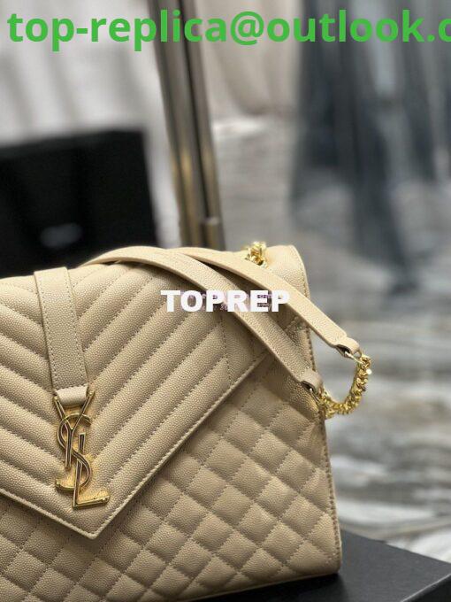 Replica YSL Saint Laurent Envelope Large Bag In Mix Matelasse Grain De Poudre Embossed Leather 487198 Beige with Gold Hardware 5