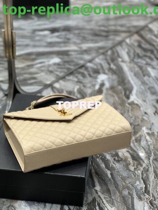 Replica YSL Saint Laurent Envelope Large Bag In Mix Matelasse Grain De Poudre Embossed Leather 487198 Beige with Gold Hardware 9