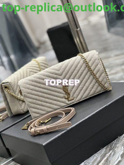 Replica YSL Saint Laurent Kate 99 Chain Bag In Quilted Linen 6606181 Beige 2