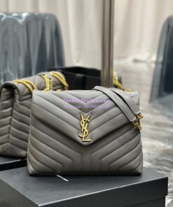 Replica YSL Saint Laurent Medium Loulou Bag In Grey "Y" Matelassé Leather 459749