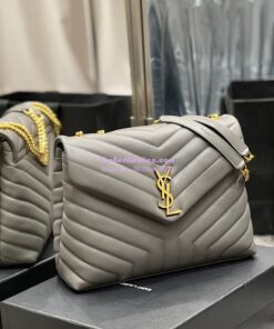 Replica YSL Saint Laurent Medium Loulou Bag In Grey "Y" Matelassé Leather 459749 2