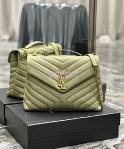 Replica YSL Saint Laurent Medium Loulou Bag In Green "Y" Matelassé Leather 459749 2