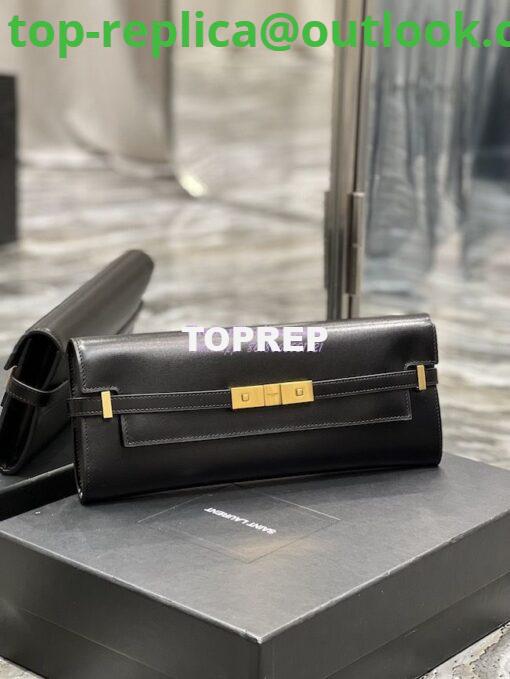 Replica YSL Saint Laurent Manhattan Clutch In Box Leather 695949 Black 2