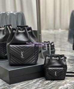 Replica YSL Saint Laurent Joe Backpack In Lambskin 672609 Black Silver Hardware