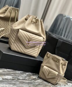 Replica YSL Saint Laurent Joe Mini Bucket Bag In Quilted Lambskin 7016311 Sea Salt