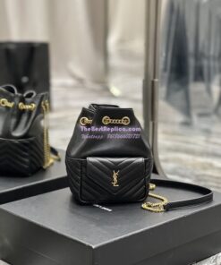 Replica YSL Saint Laurent Joe Mini Bucket Bag In Quilted Lambskin 7016311 Black 2