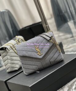 Replica YSL Saint Laurent Loulou Small Chain Bag In "Y"-Quilted Striped Denim 494699