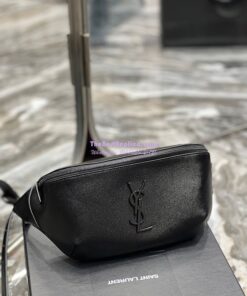 Replica YSL Saint Laurent Cassandre Classic Belt Bag In Grain De Poudre Embossed Leather 589959 All Black 2