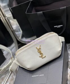 Replica YSL Saint Laurent Cassandre Classic Belt Bag In Grain De Poudre Embossed Leather 589959 White 2