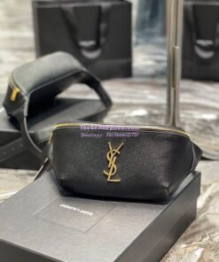 Replica YSL Saint Laurent Cassandre Classic Belt Bag In Grain De Poudre Embossed Leather 589959 Black 2