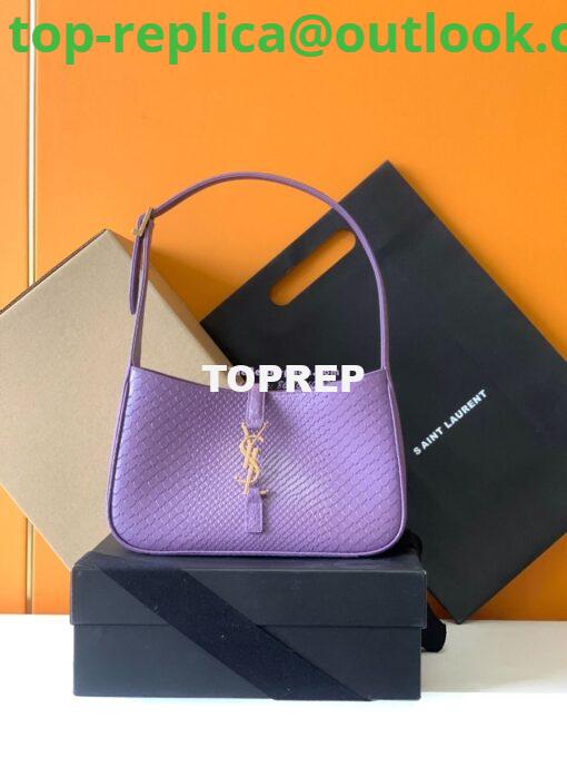 Replica YSL Saint Laurent Le 5 à 7 in purple python hobo bag 657228 10