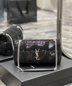 Replica YSL Saint Laurent Jamie Medium Chain Bag "Carré Rive Gauche" In Sequins And Sequined Tweed 515821 2