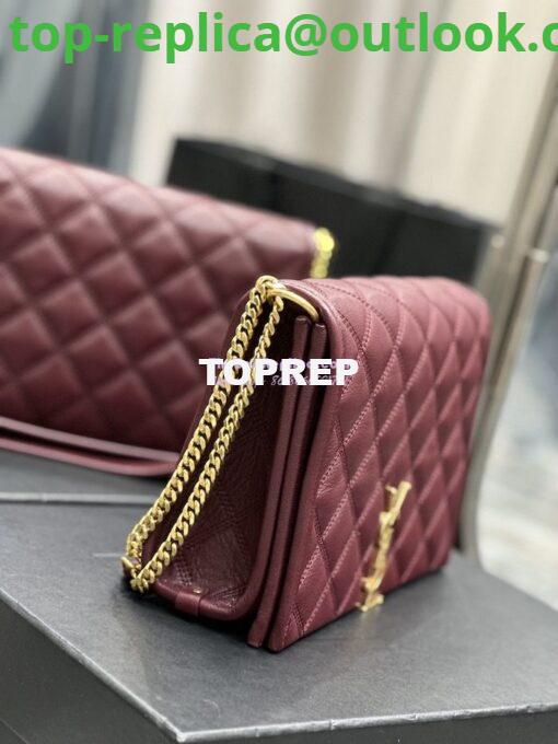 Replica YSL Saint Laurent Becky Mini Chain Bag In Carré-Quilted Lambskin 6292461 Burgundy 4