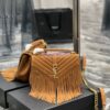 Replica YSL Saint Laurent College Medium Chain Bag In Light Suede With Fringes 531705 Dusty Grey 13