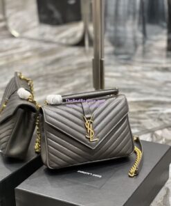 Replica YSL Saint Laurent College Medium In Matelassé Leather 600279 Grey 2