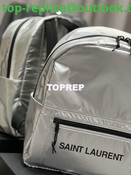 Replica YSL Saint Laurent Nuxx Backpack In Metallized Nylon 623698 Platinum 4