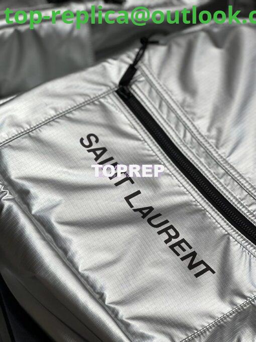 Replica YSL Saint Laurent Nuxx Backpack In Metallized Nylon 623698 Platinum 7