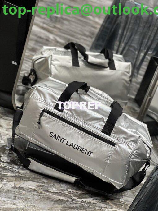 Replica YSL Saint Laurent Nuxx Duffle In Metallized Nylon 581374 Platinum 2