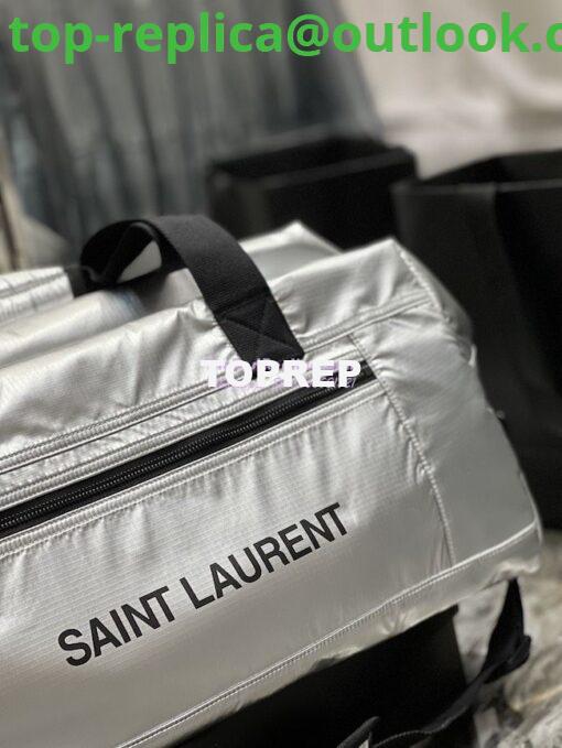 Replica YSL Saint Laurent Nuxx Duffle In Metallized Nylon 581374 Platinum 4