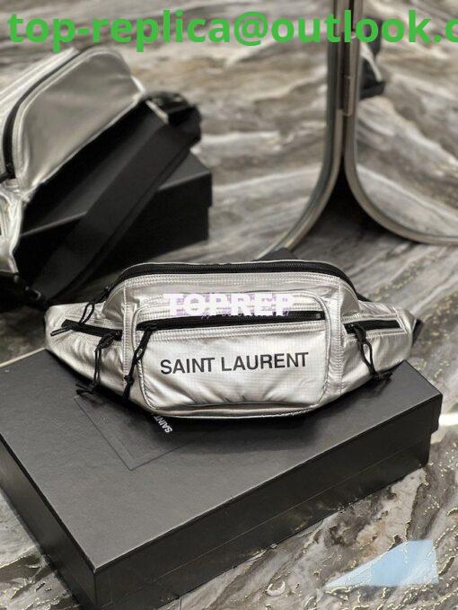 Replica YSL Saint Laurent Nuxx Crossbody Bag In Metallized Nylon 581375 Platinum