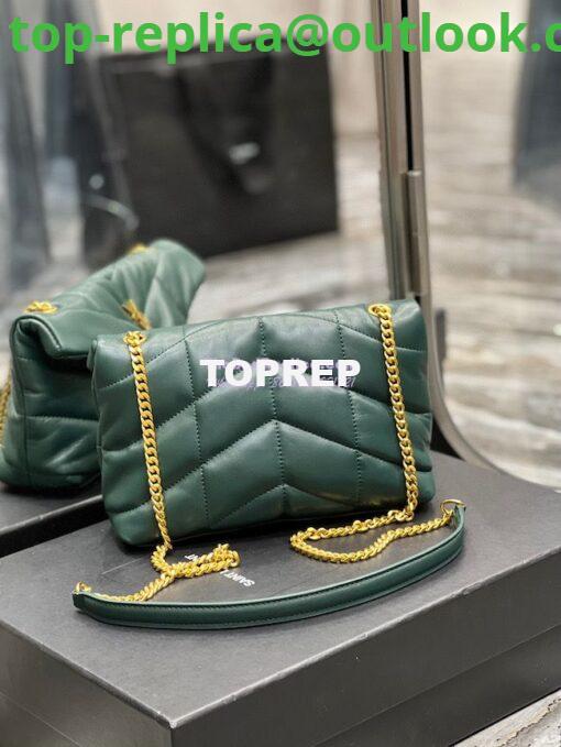 Replica YSL Saint Laurent Mini Loulou Puffer Toy Bag In Quilted Lambskin Dark Green 9