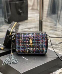 Replica Saint Laurent YSL Medium Lou Multicolour Tweed Camera Bag 520534