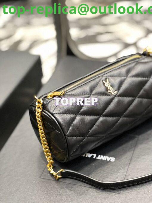 Replica YSL Saint Laurent Sade Mini Tube Bag In Quilted Lambskin 699703 Black 4