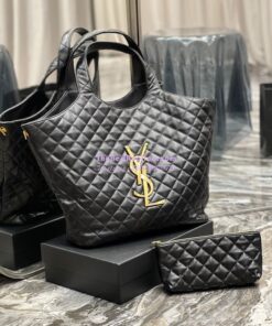 Replica YSL Saint Laurent ICARE Maxi Shopping Bag In Quilted Lambskin 698651 Black