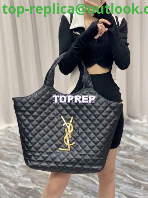 Replica YSL Saint Laurent ICARE Maxi Shopping Bag In Quilted Lambskin 698651 Black 14