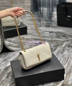 Replica YSL Saint Laurent Jamie Medium Chain Bag "Carré Rive Gauche" In Lambskin 515821 Blanc 2